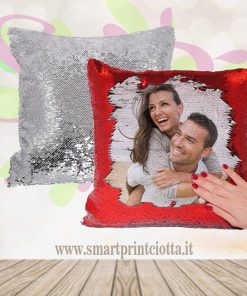 Cuscino personalizzato con paillettes gira e brilla