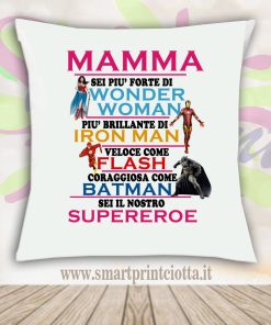 Cuscino Personalizzato Festa della Mamma Supereroe