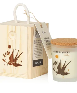 Candela Mela e Spezie in box legno 70g – Himalaya Candle